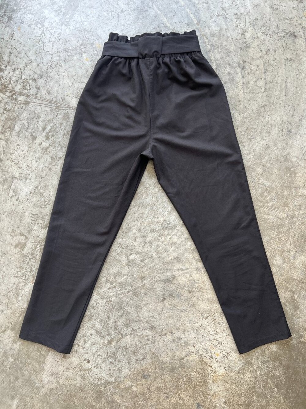Grace Karin Black Paper Bag Pants Stretchy Elastic Waist Trousers Women's Medium - Picture 6 of 11